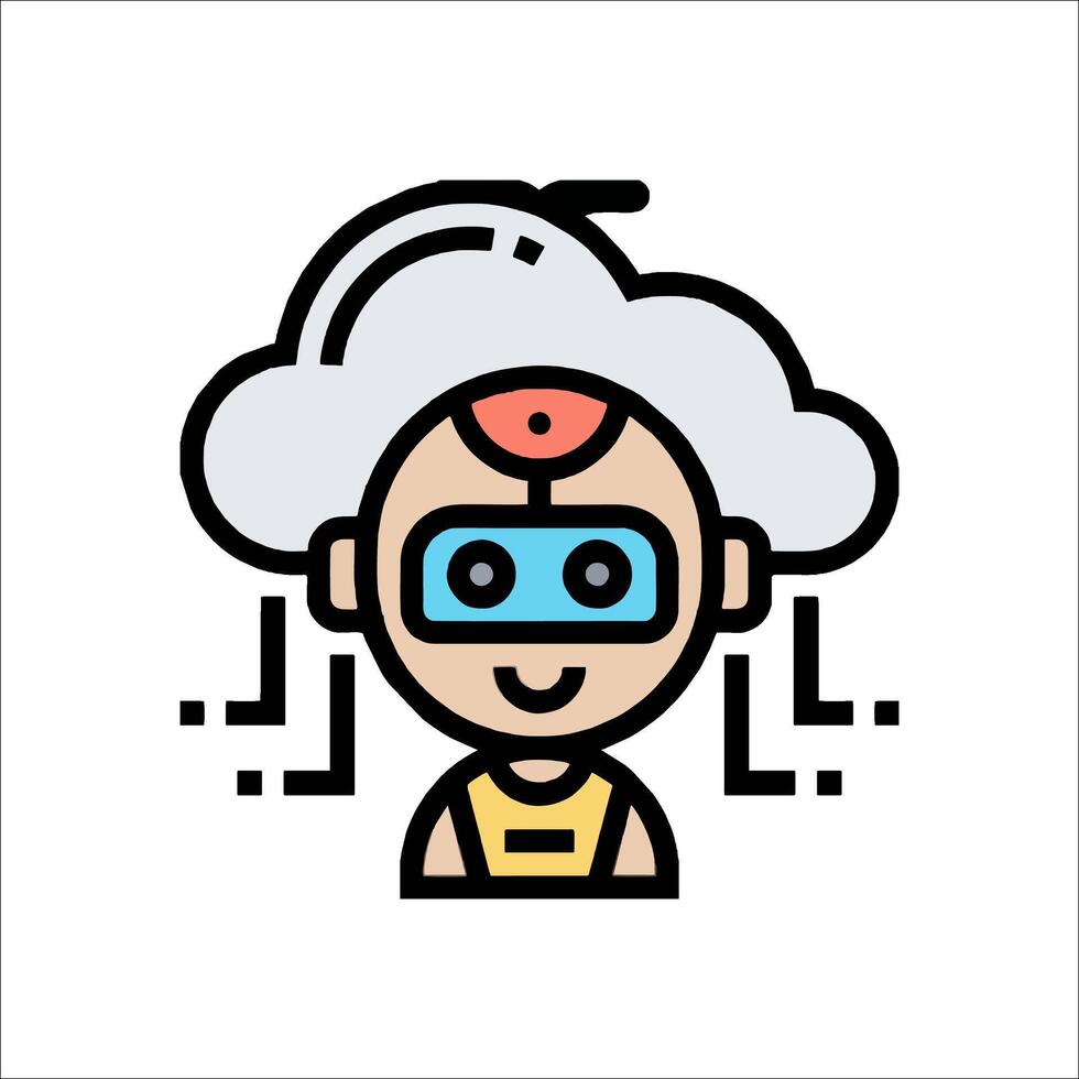 A cartoon character with a cloud over his head vector