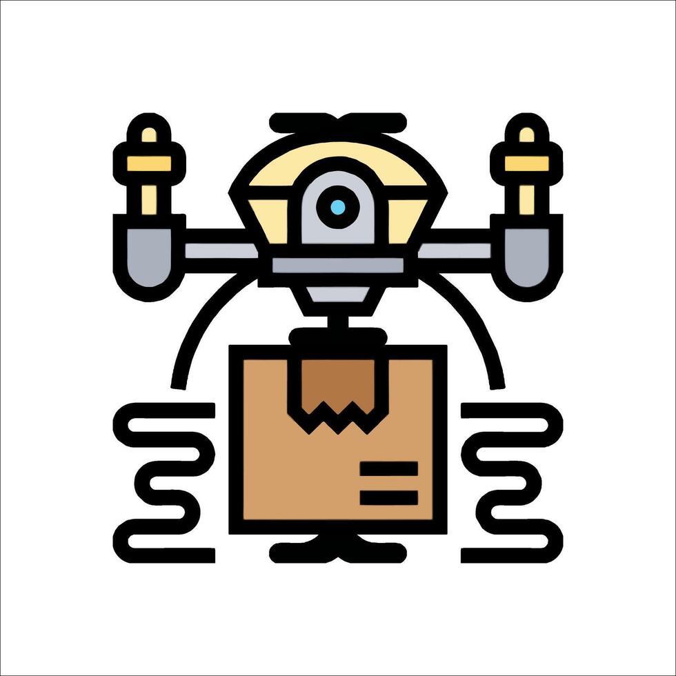 A robot carrying a box with a camera on it vector
