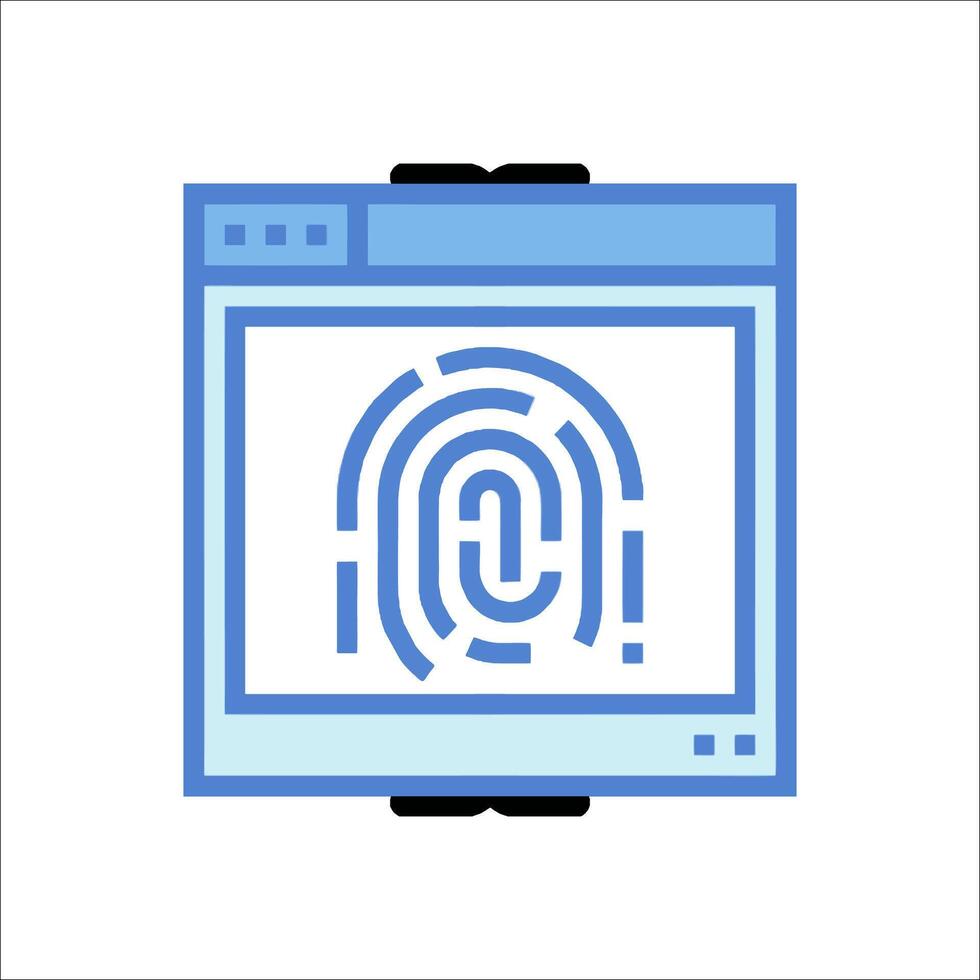 A fingerprint icon on a computer screen vector