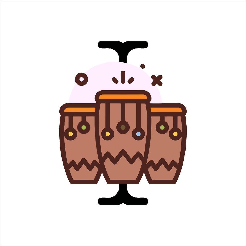 A drum icon with a stick and a drum vector