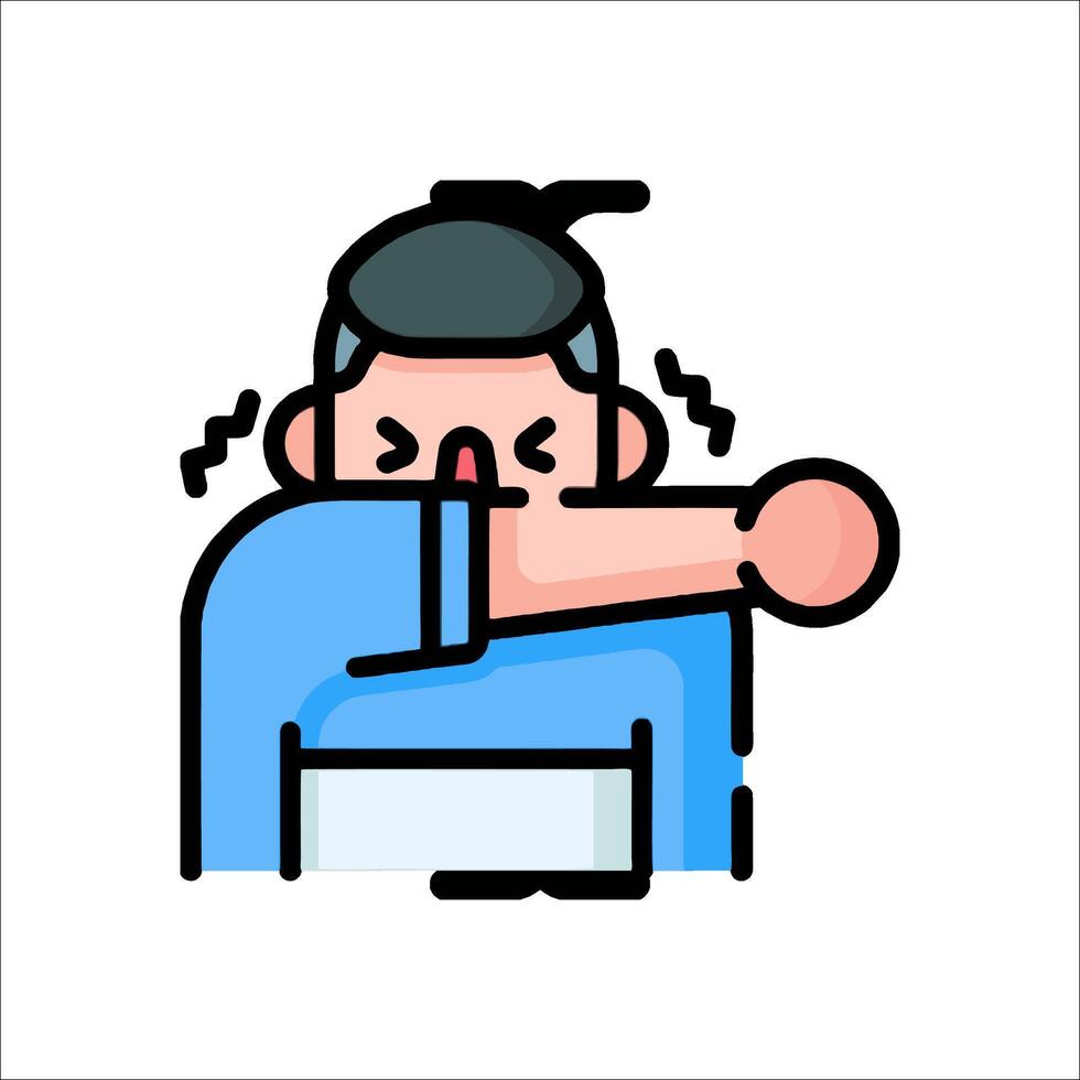 A man with his arm up in the air, with a hand on his shoulder vector