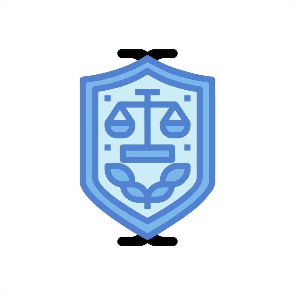 A shield with a scale and a justice symbol vector