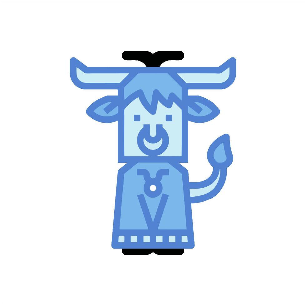 A blue cow with horns and a blue hat vector