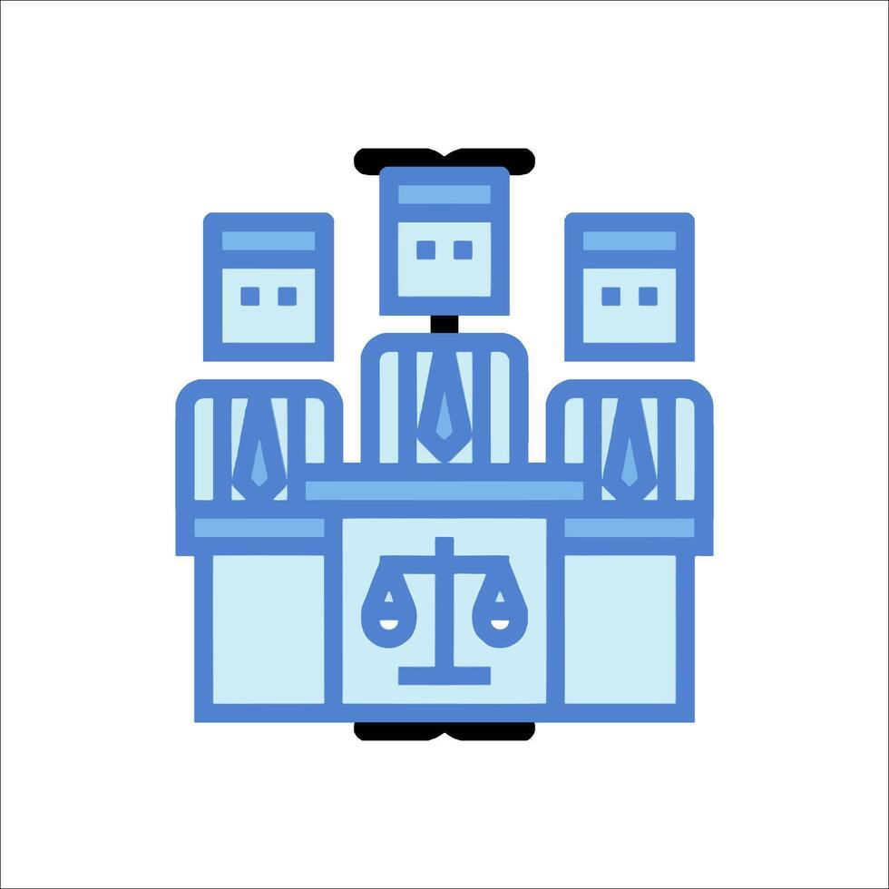 A judge and two lawyers sitting at a desk vector