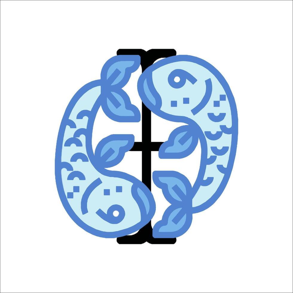 A blue fish with two heads and two tails vector