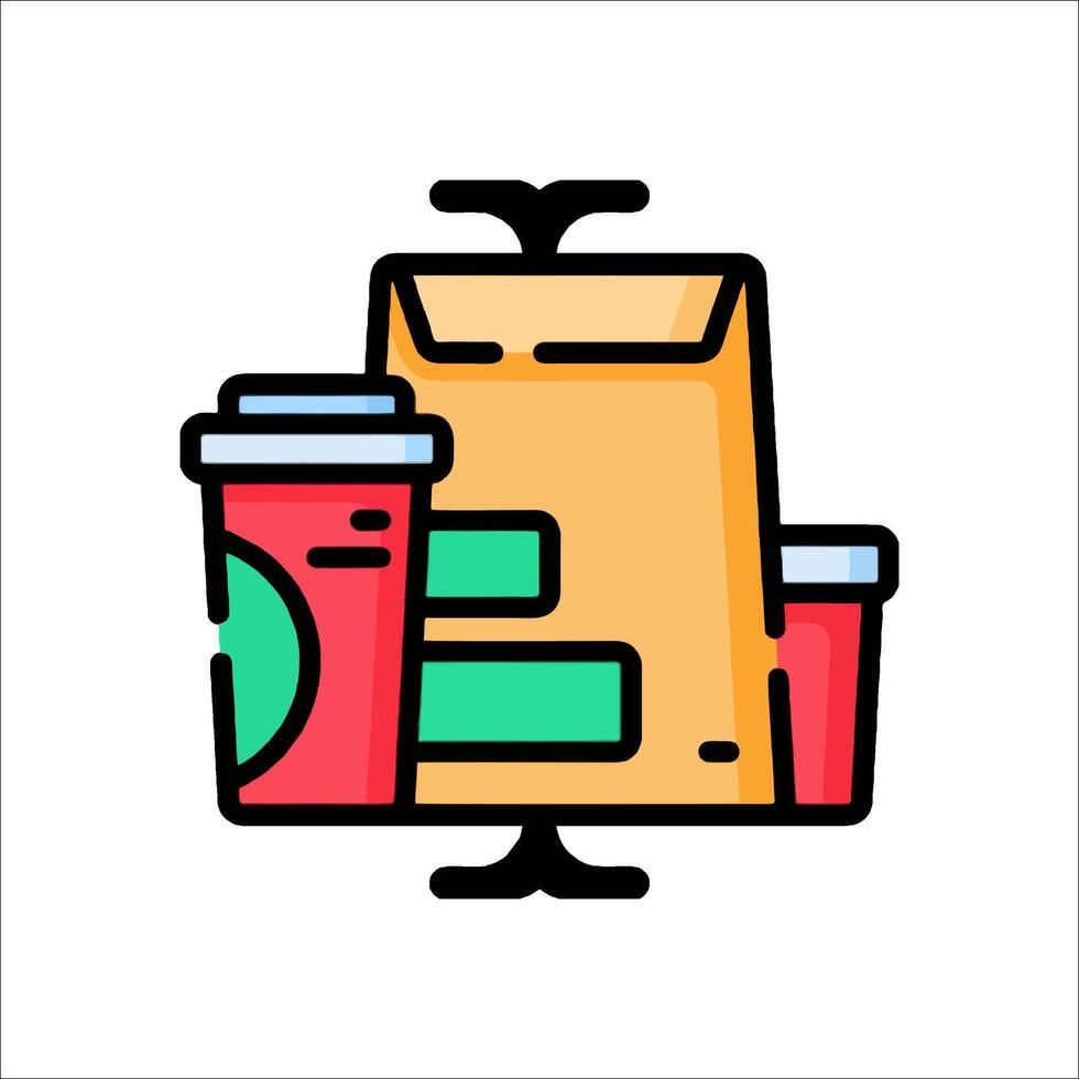 A coffee cup and a bag of coffee vector