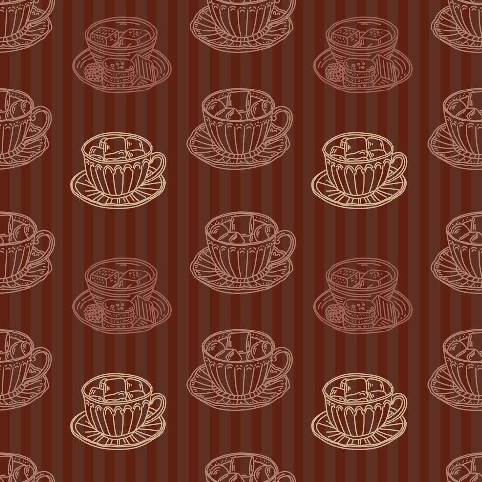 A pattern of coffee cups. illustration for fabric. vector