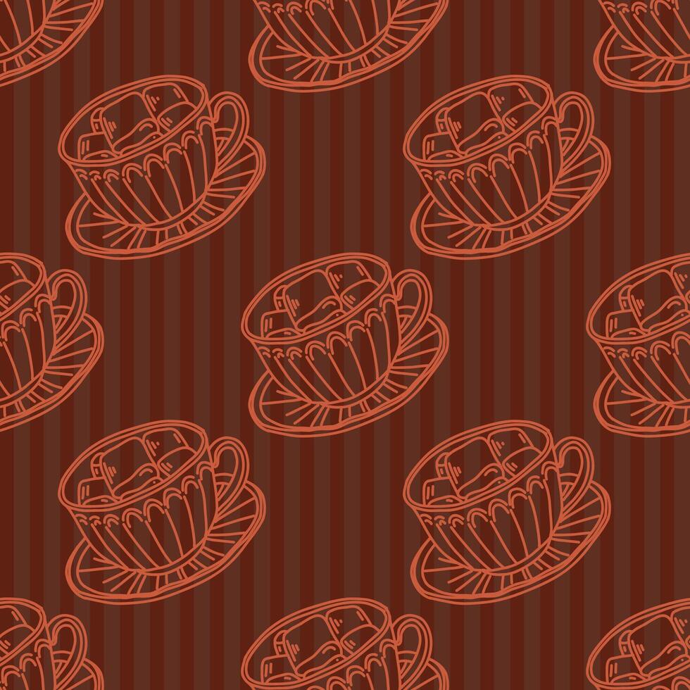 A pattern of coffee cups. illustration. An assortment of coffee cups for . vector