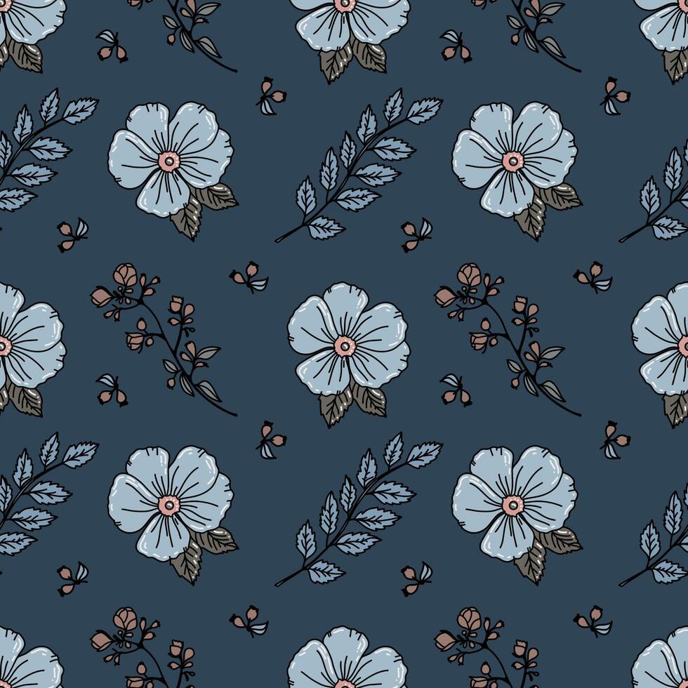 A pattern of small bright pastel tones. Delicate blue flowers. vector