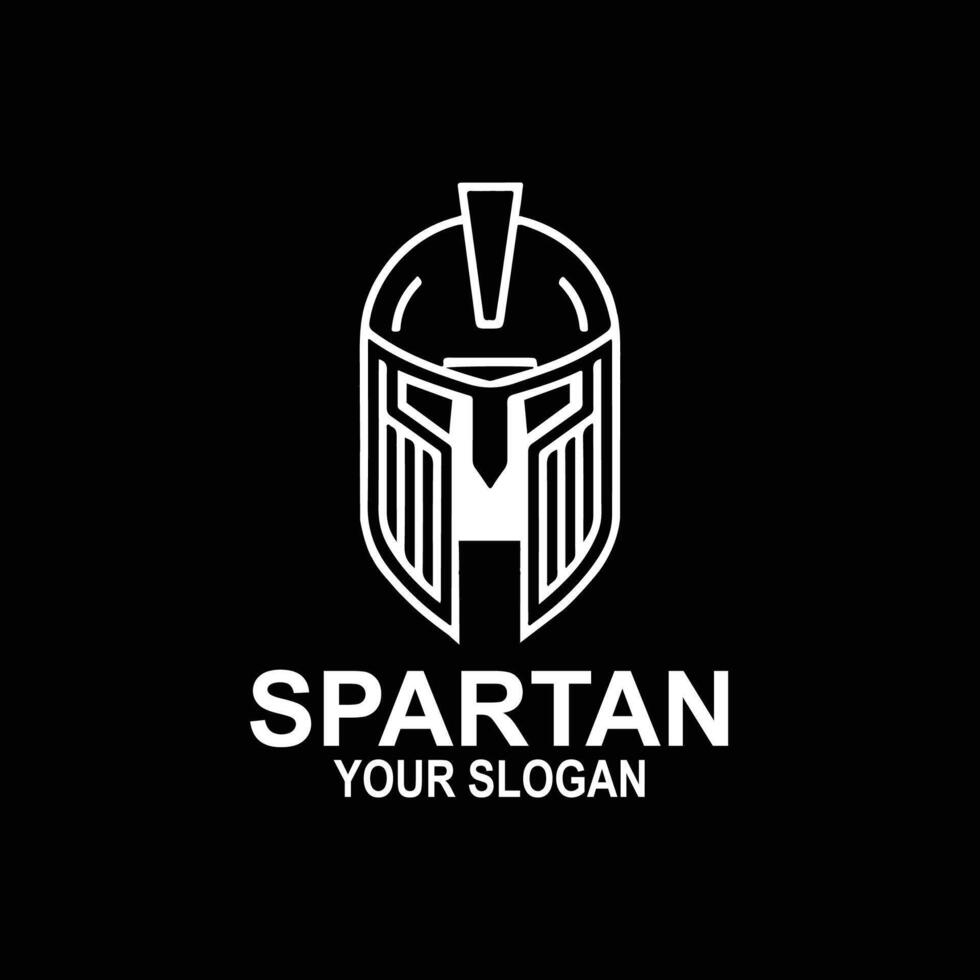 Spartan warrior helmet logo icon design, greek sparta head symbol, isolated on black background vector
