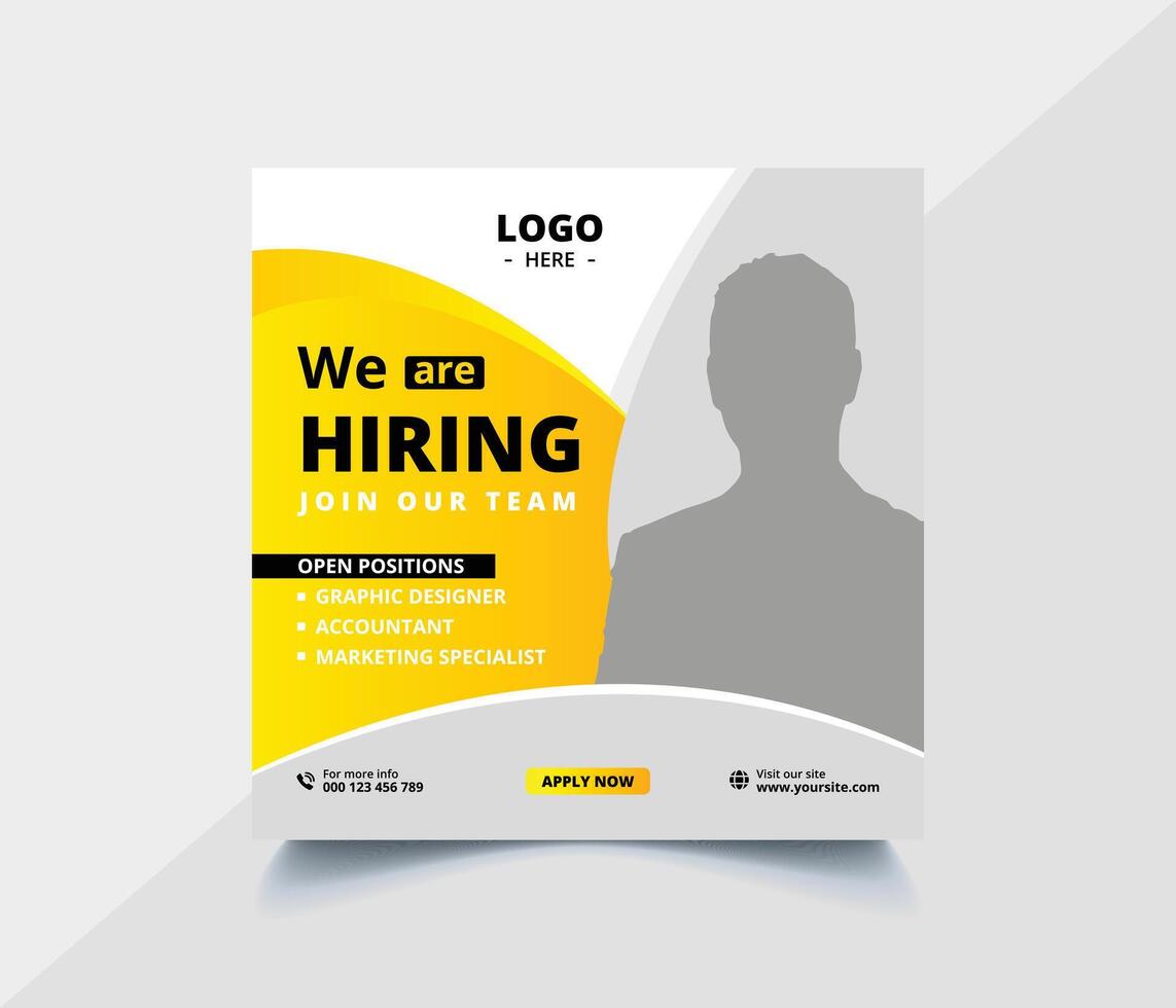 We are hiring job vacancy social media post or square web banner template vector