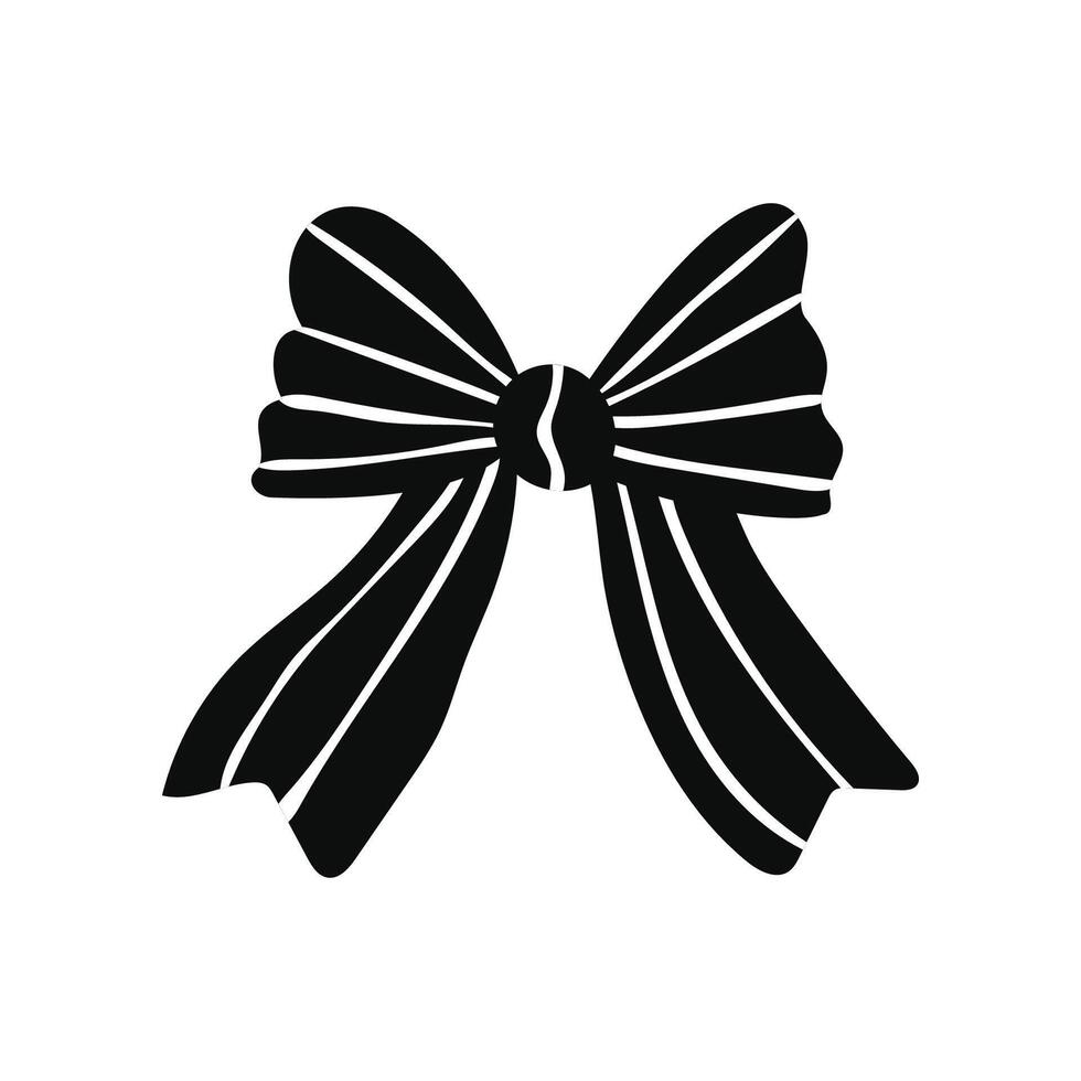 A plain black and white bow silhouette in flat design, displayed on a white background vector