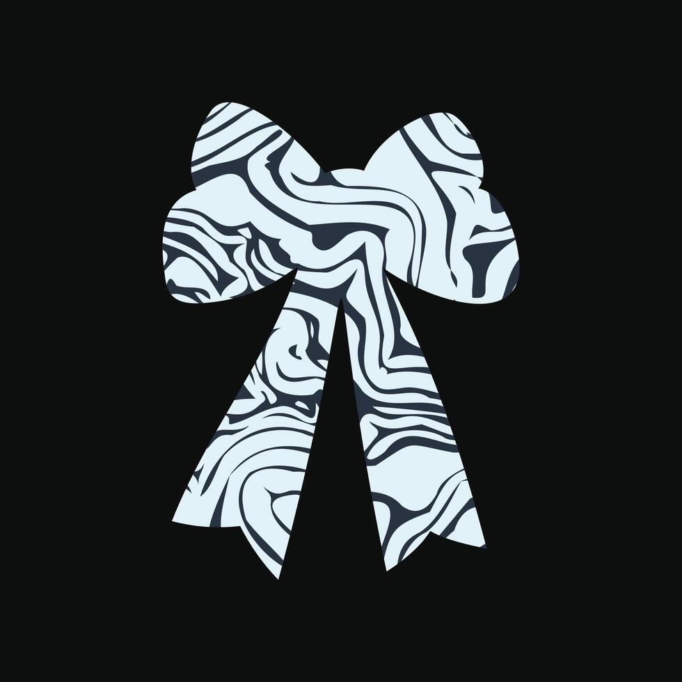 A retro bow or ribbon featuring sleek marble textures in a flat format. vector