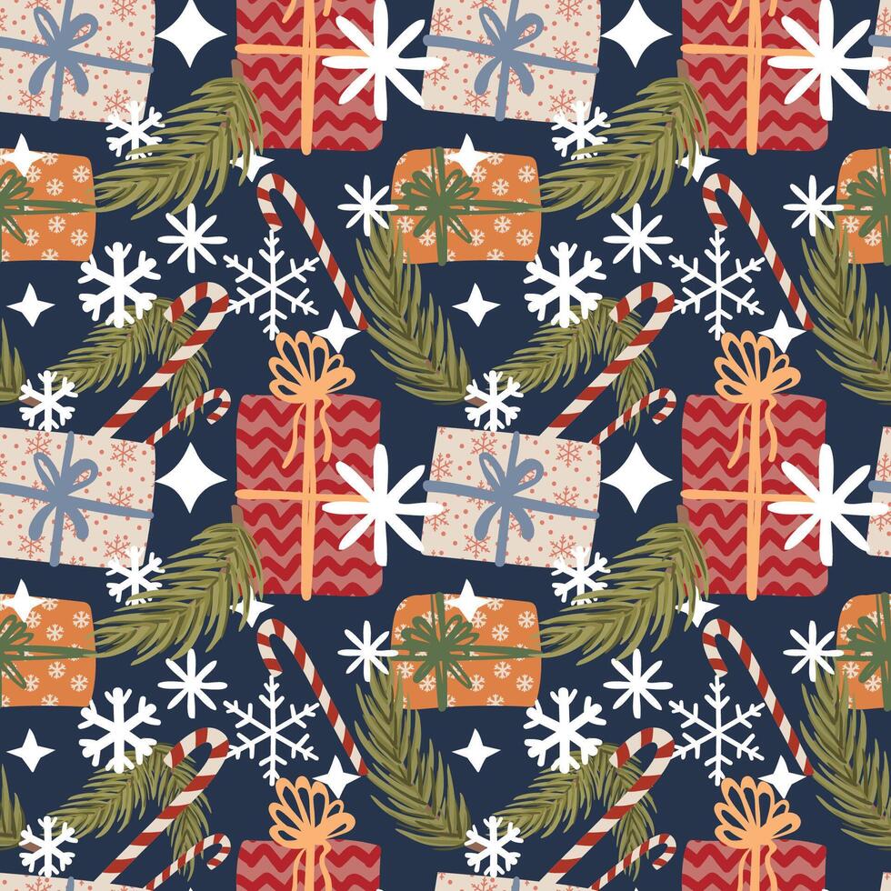 new year christmas pattern. Blue background. template with cute christmas elements for design vector