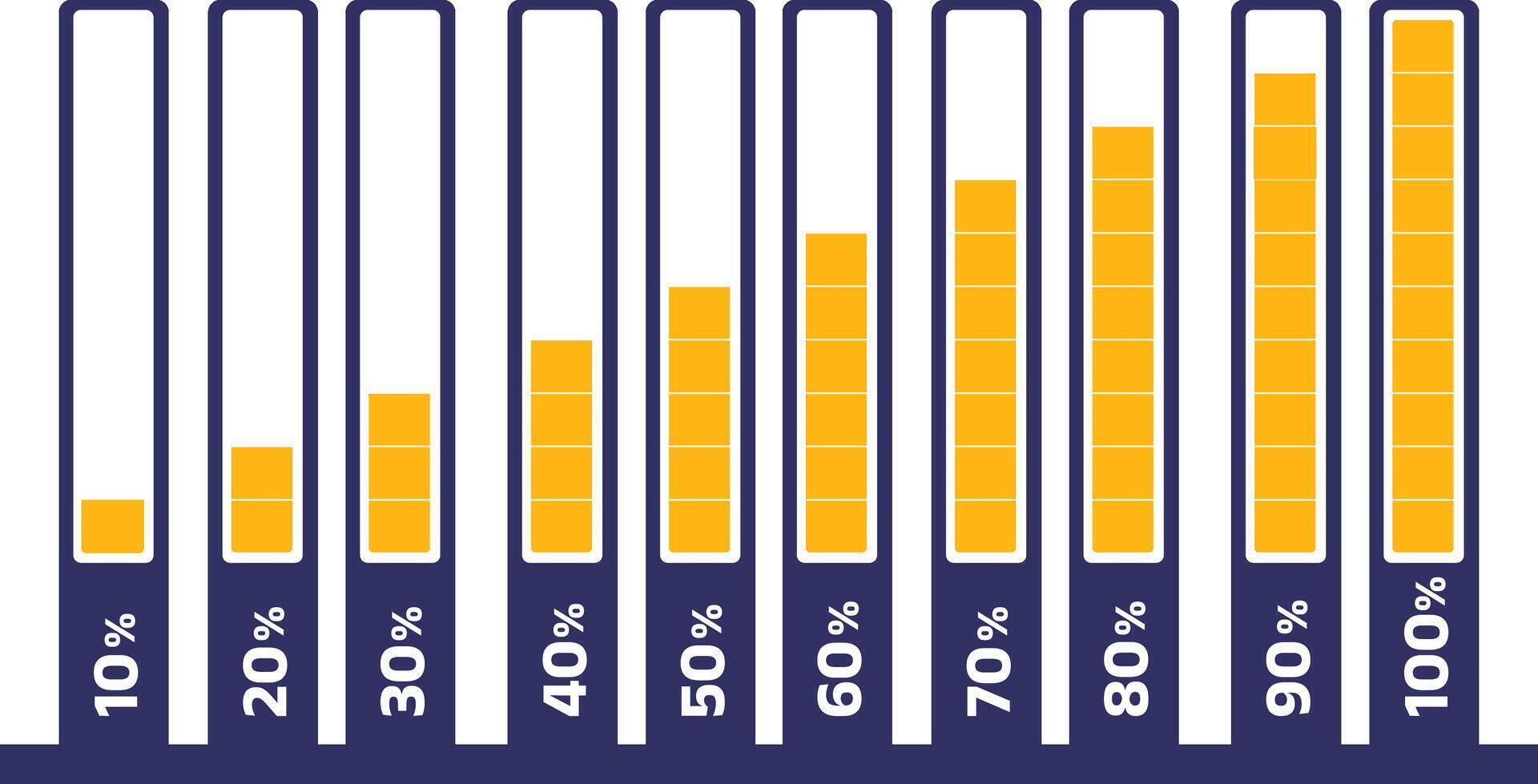 Progress Bar in percentage Blue and yellow with white background vector