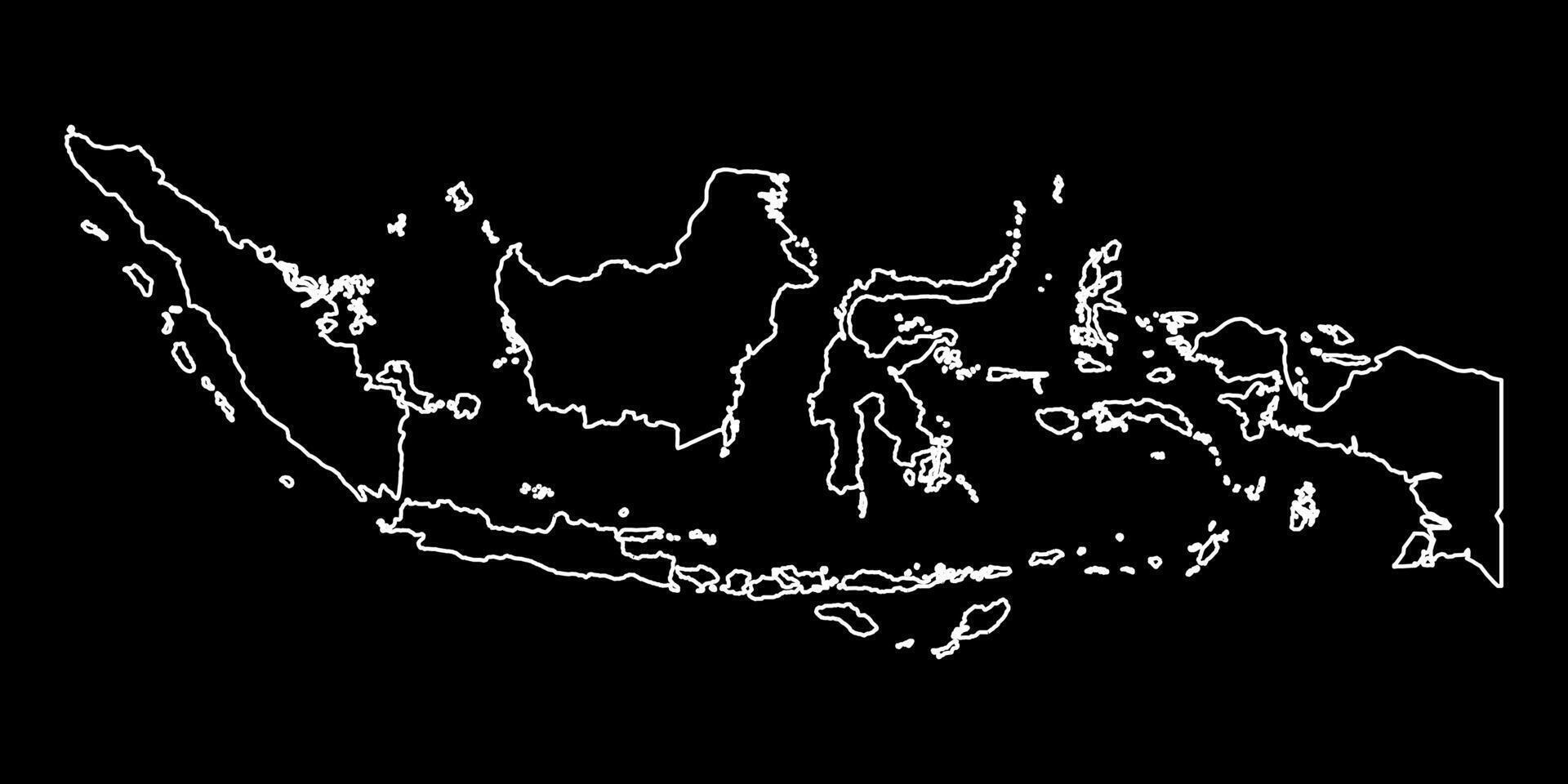 Indonesia map outline silhouette. Black and white concept. vector