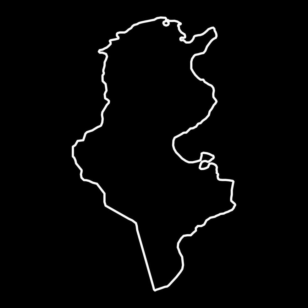 Tunisia map outline silhouette. Black and white concept. vector