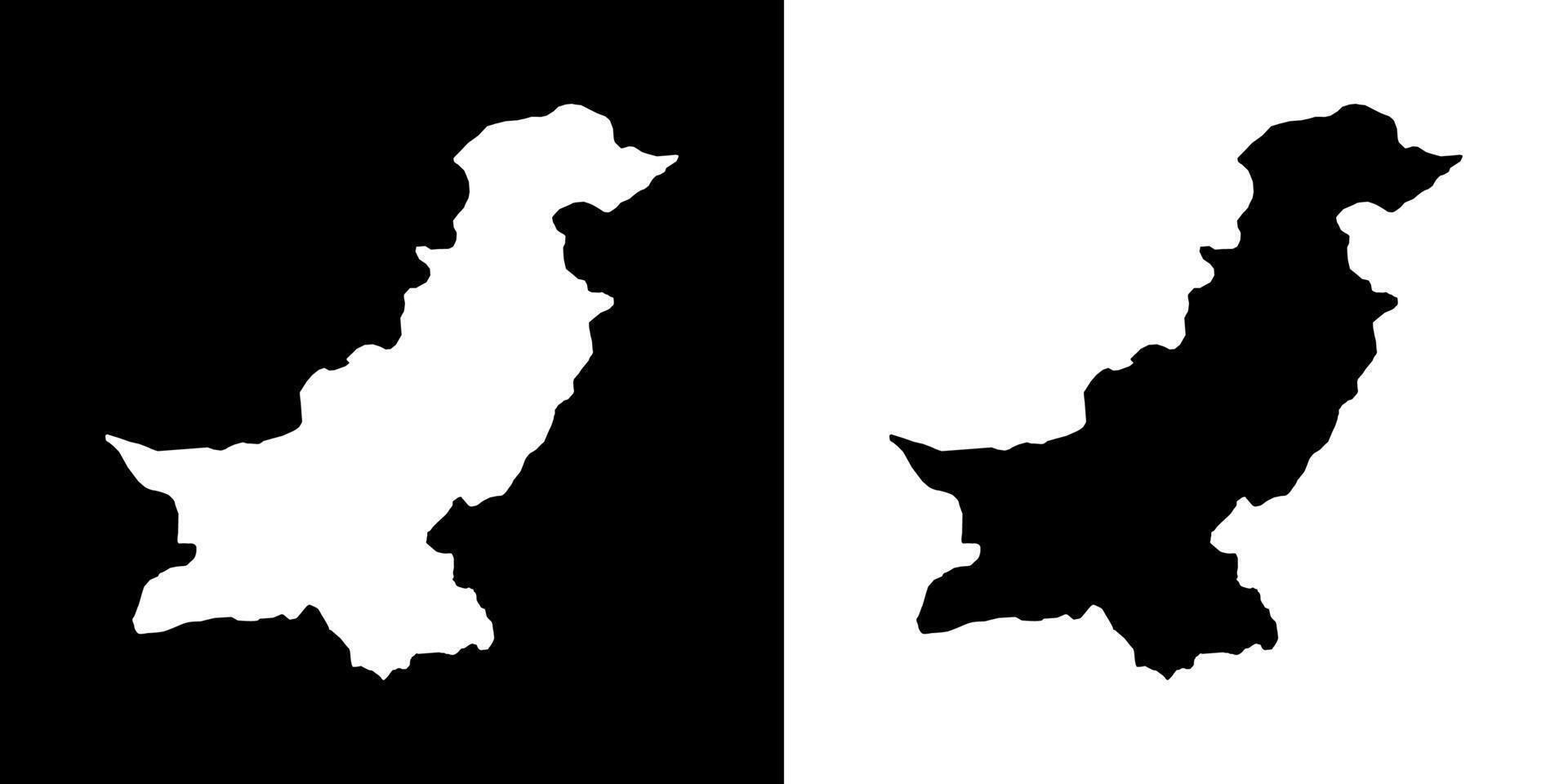 Pakistan map silhouette. Black and white concept. vector