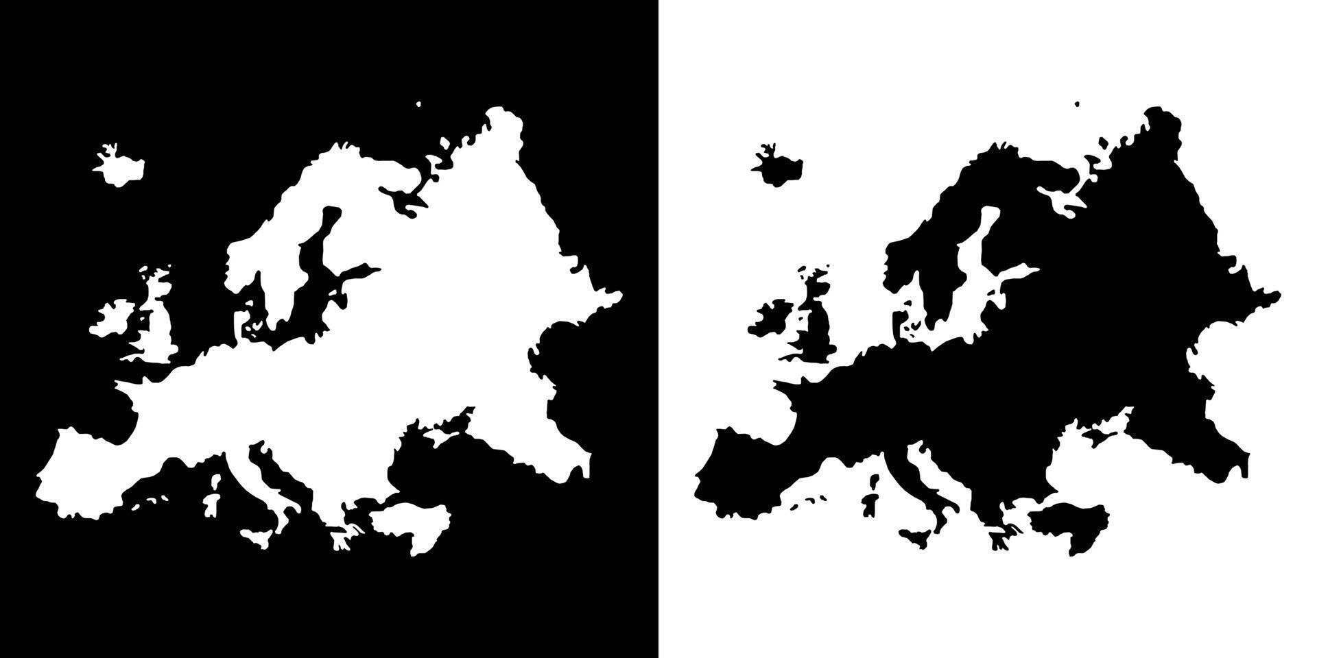 Europe map silhouette. Black and white concept. vector