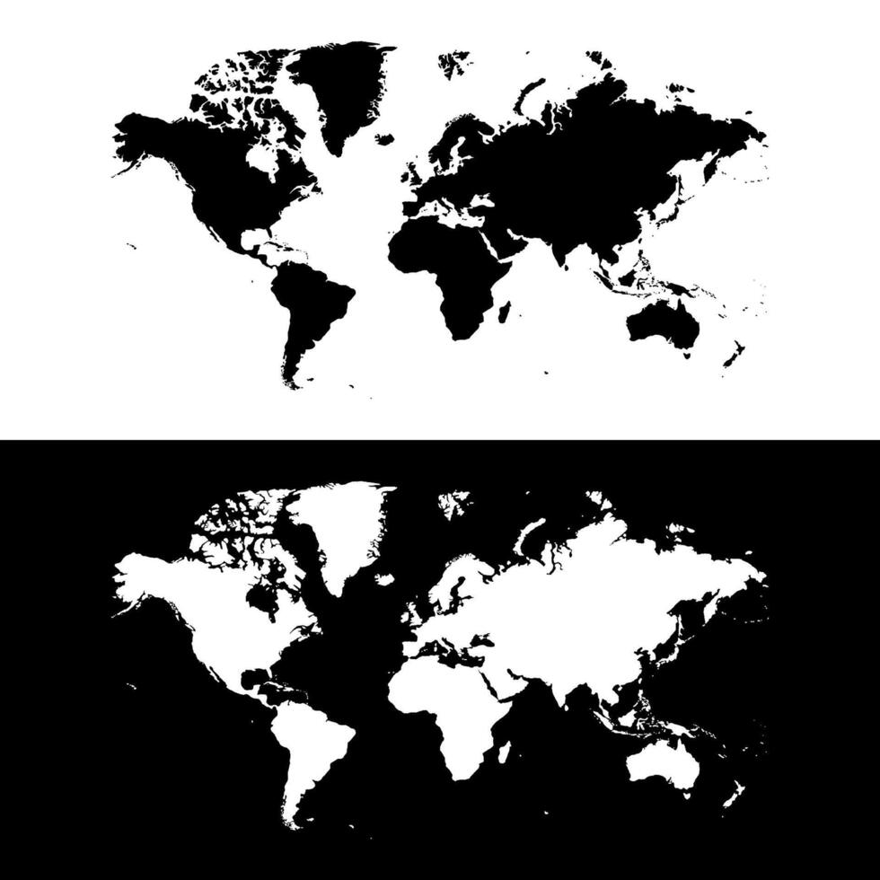 World map silhouette. Black and white concept. vector