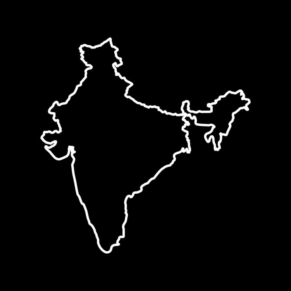 India map outline silhouette. Black and white concept. vector