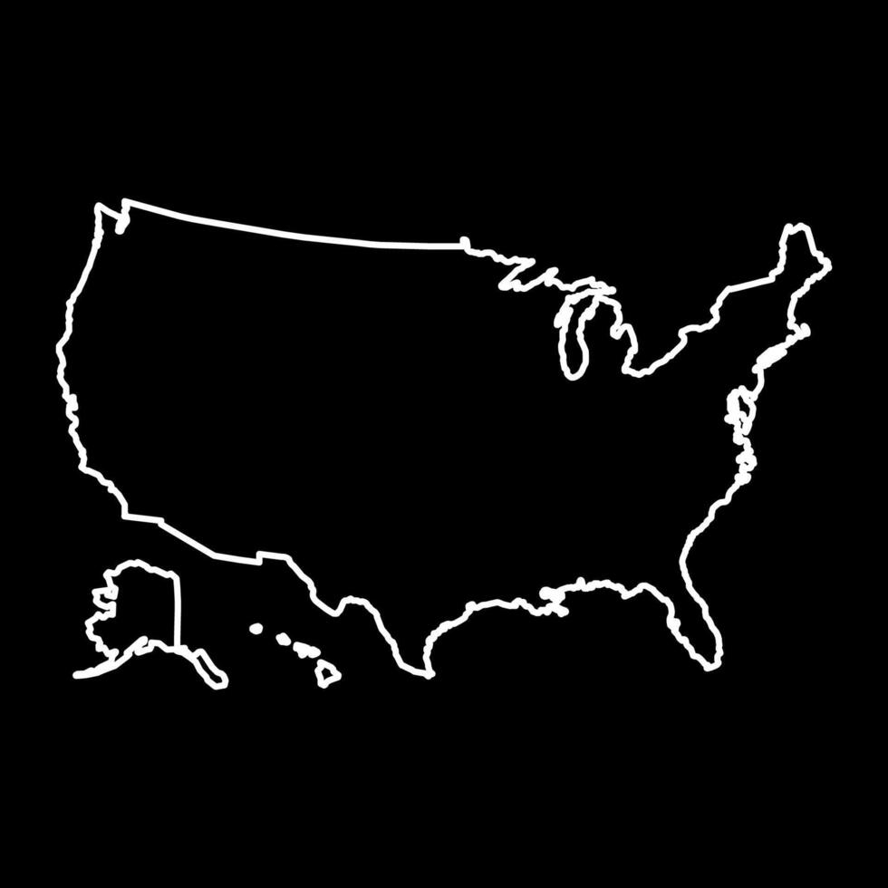 USA map outline silhouette. Black and white concept. vector