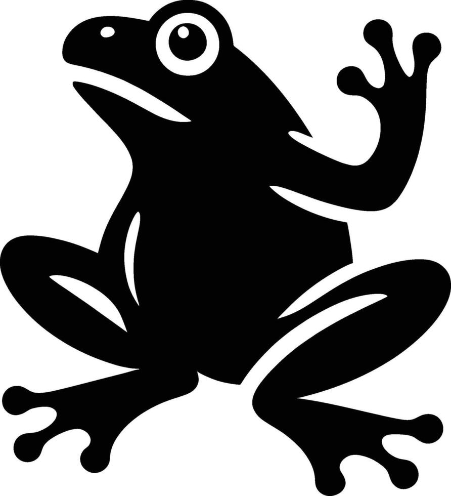 Bold Frog Silhouette in Jumping Pose on White Background vector
