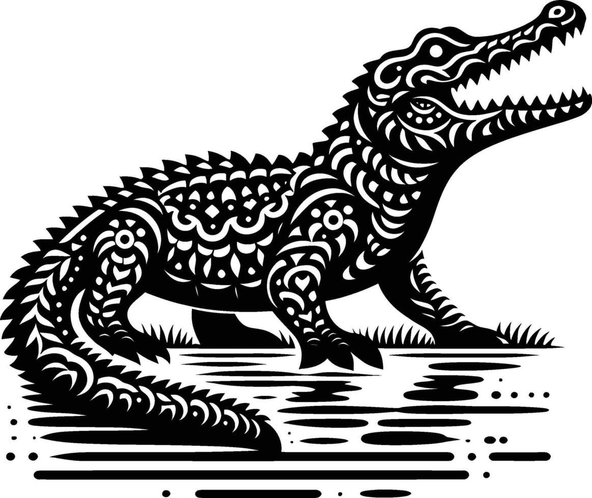 Crocodile Silhouette on Clean White Background vector