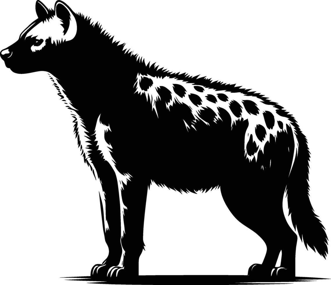 Expressive Hyena Silhouette Illustration on White Background vector