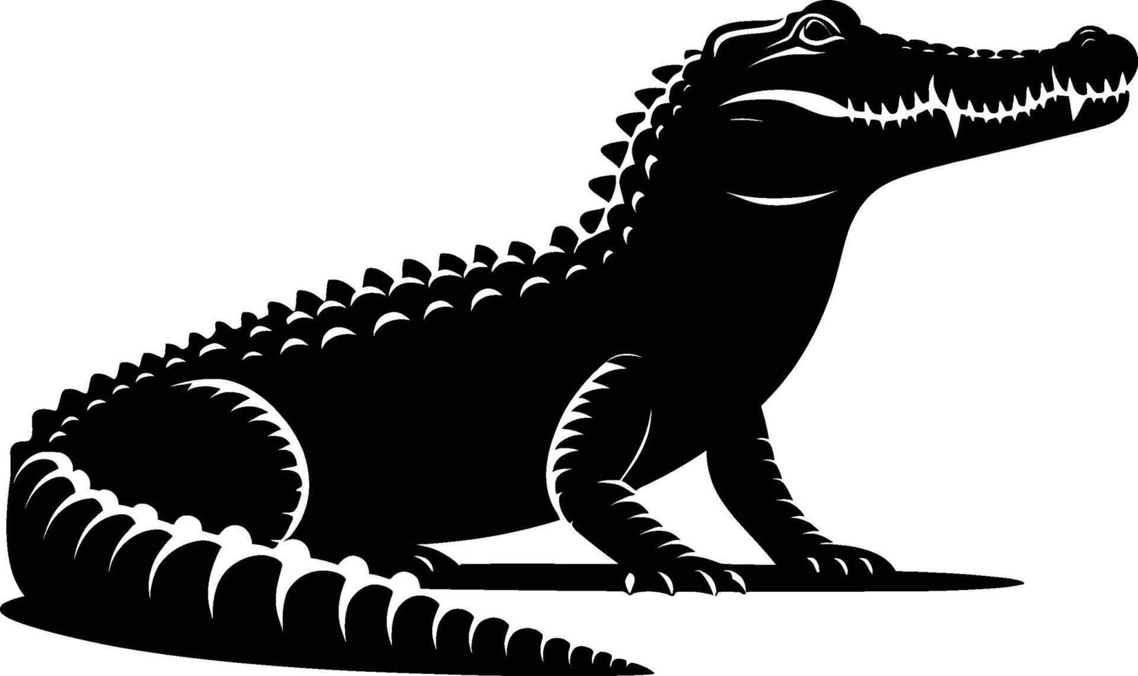 Artistic Crocodile Silhouette in Natural Stance on White vector