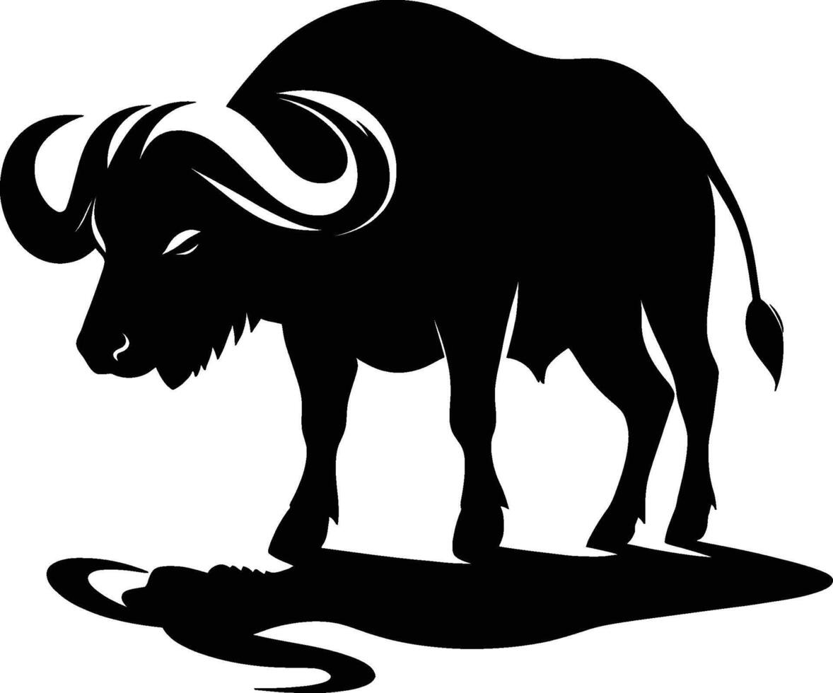 African Buffalo Silhouette on White Background vector