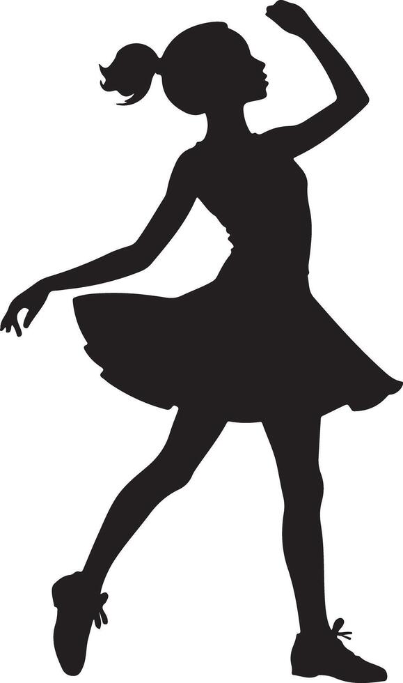 Minimalist Girl Dancing Silhouette on Plain White Canvas vector