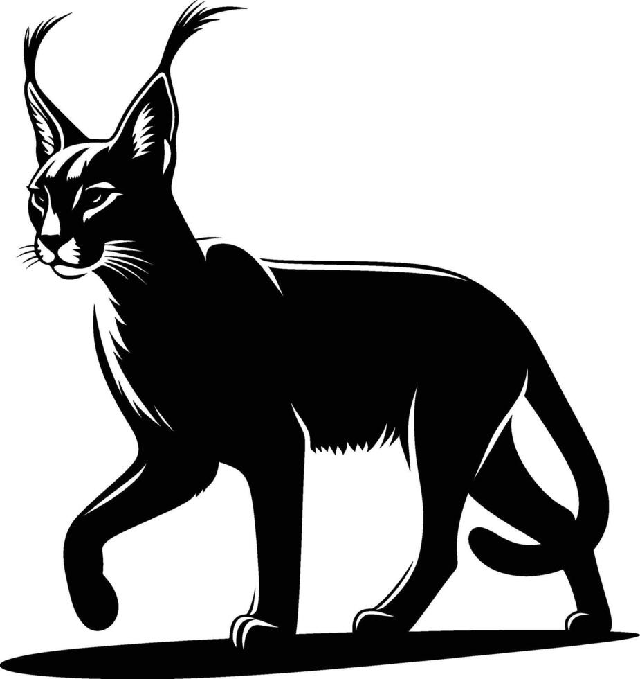 Silent Paw Caracal Silhouette on a White Background vector