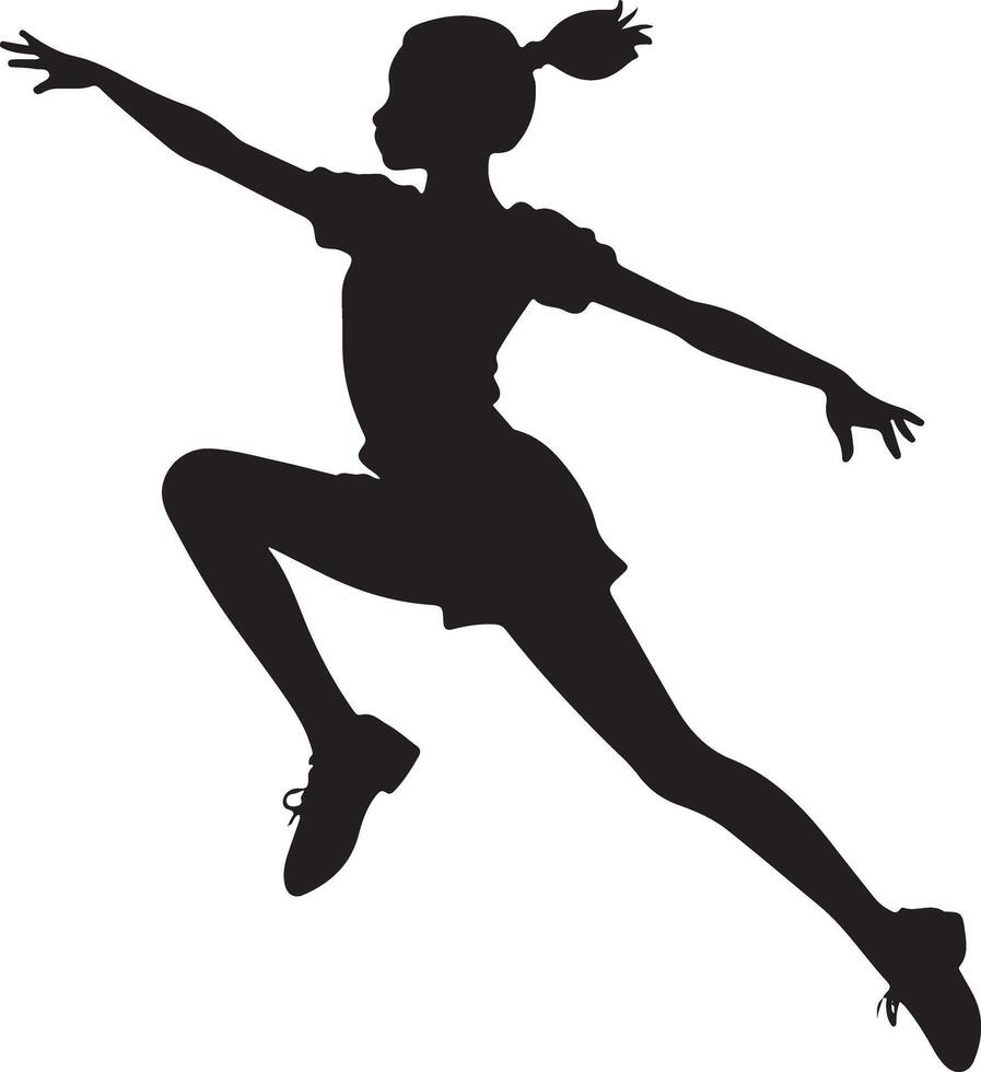 Girl Dancing Silhouette in Ballet Pose on White Background vector