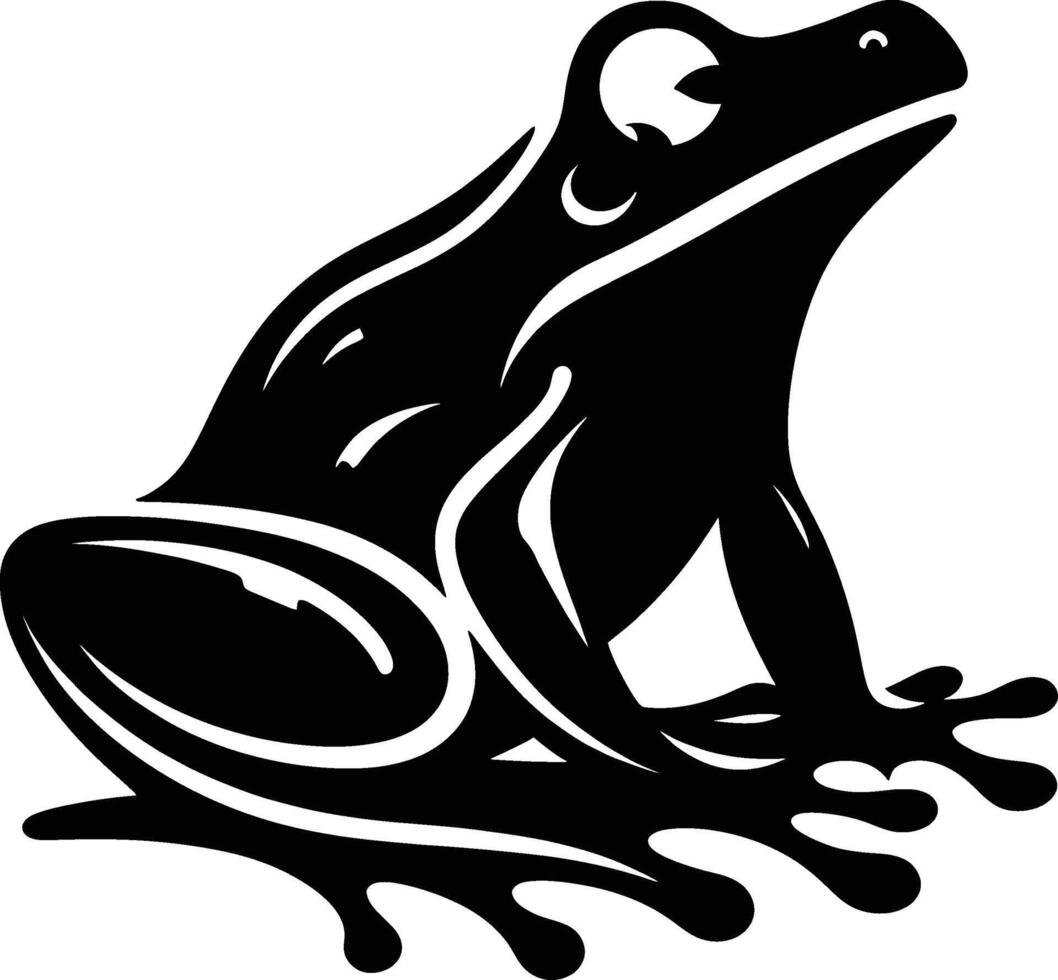 Simple Frog Silhouette in Profile on White Background vector