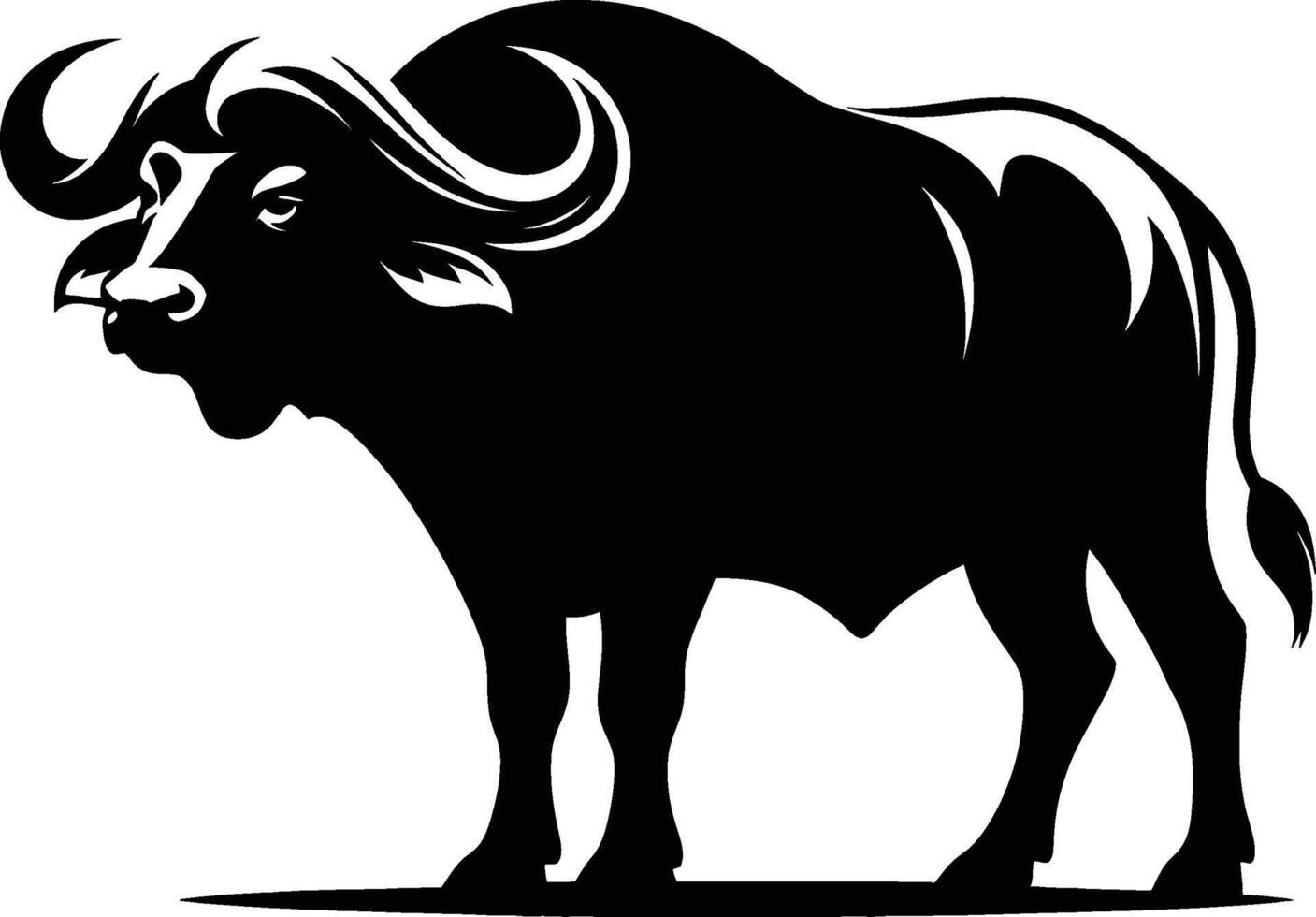 Dynamic Buffalo Silhouette Stance on White vector