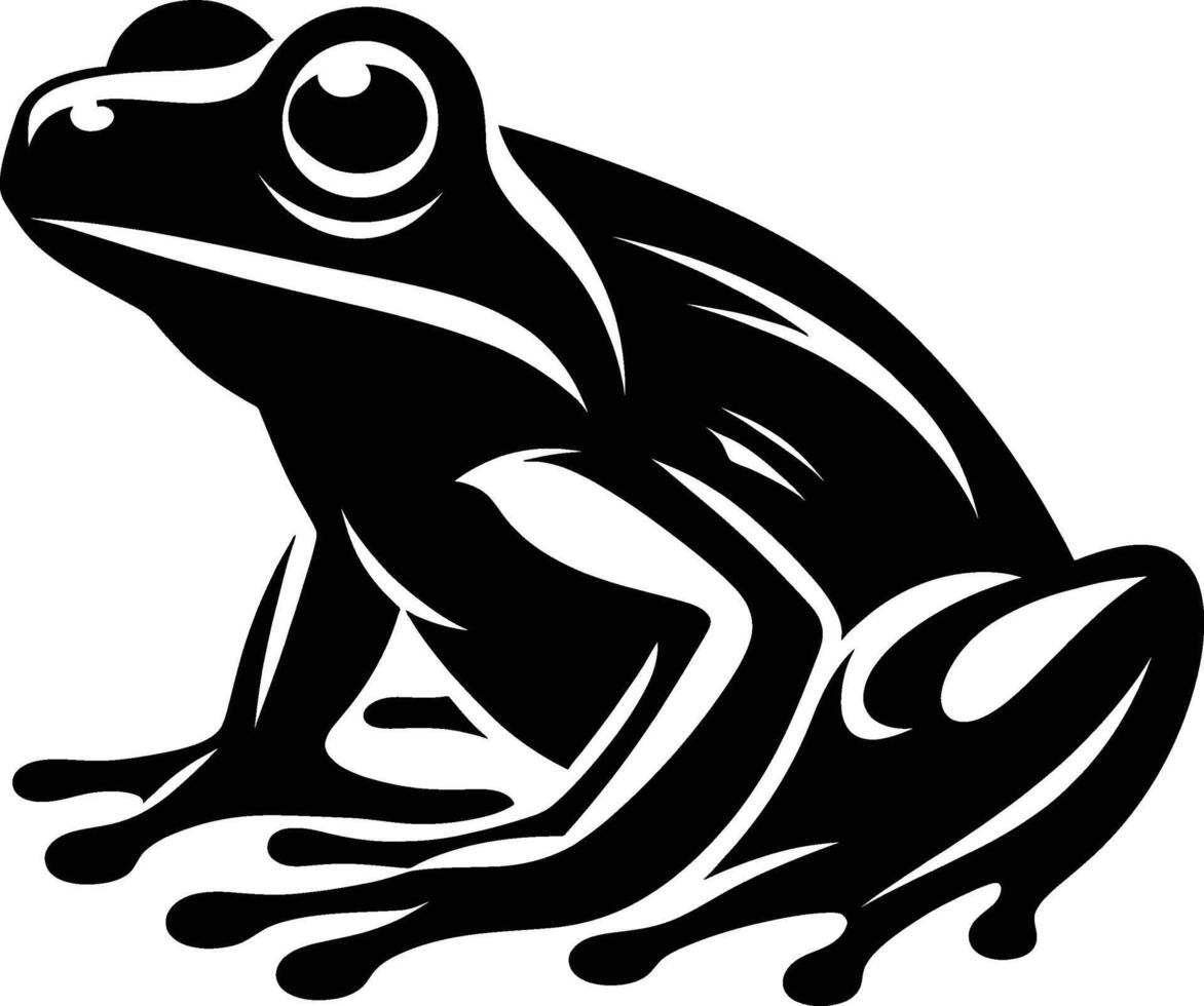 Frog Silhouette Facing Right on Clean White Background vector
