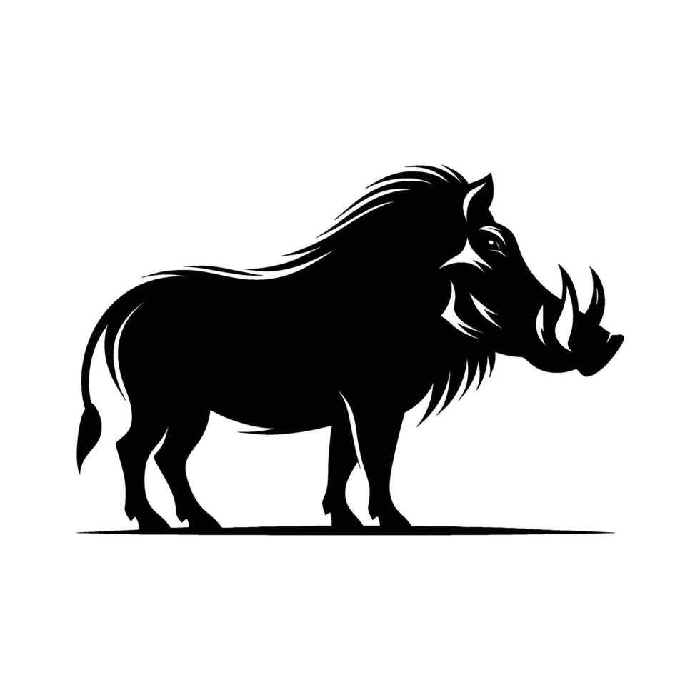 Blak Warthog Silhouette on White Background vector