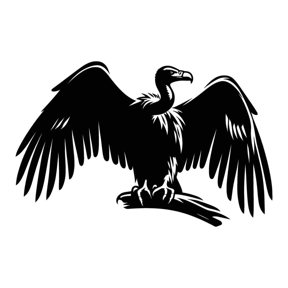 Vulture Silhouette with Wings Spread on White vector