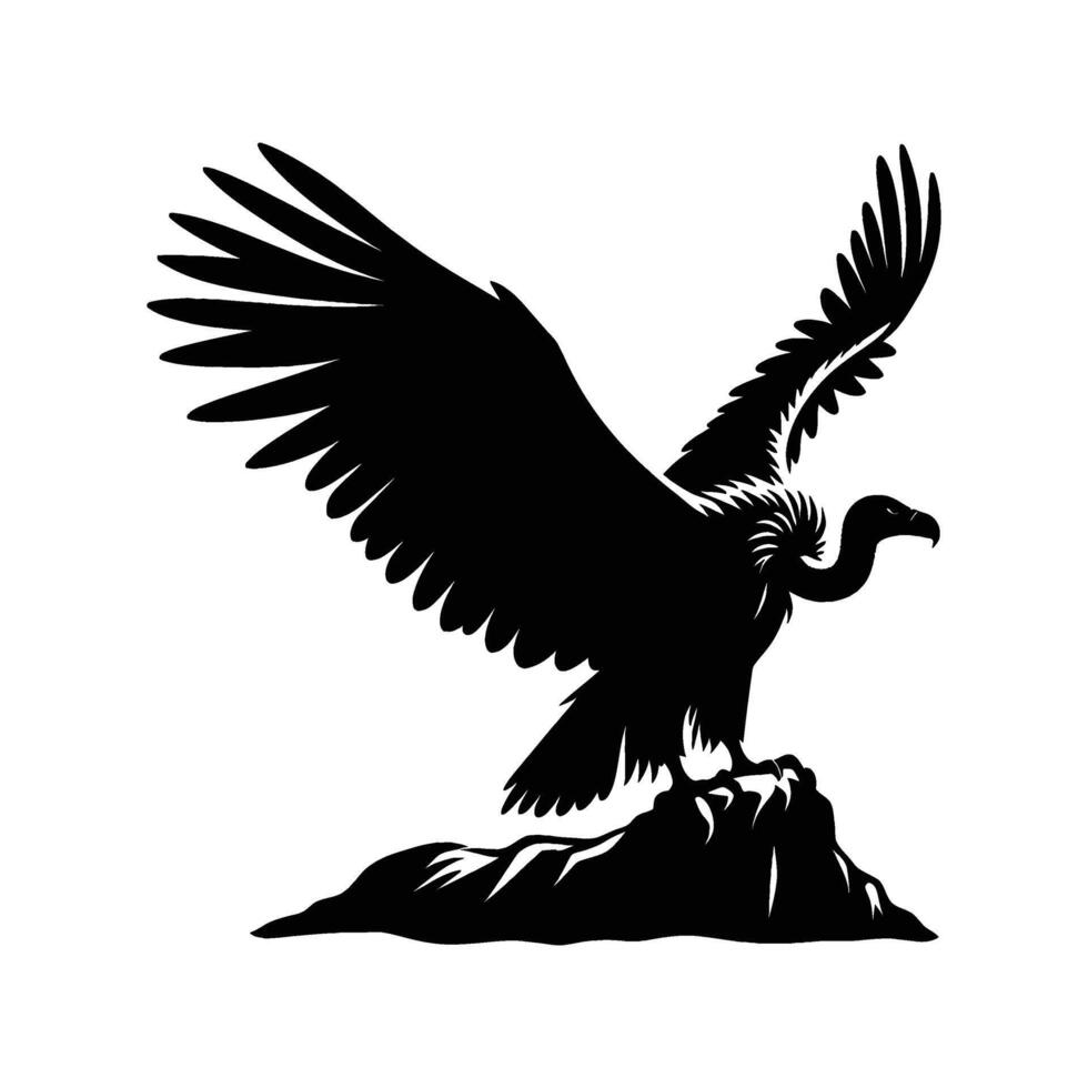 Vulture Silhouette in Natural Habitat on White vector