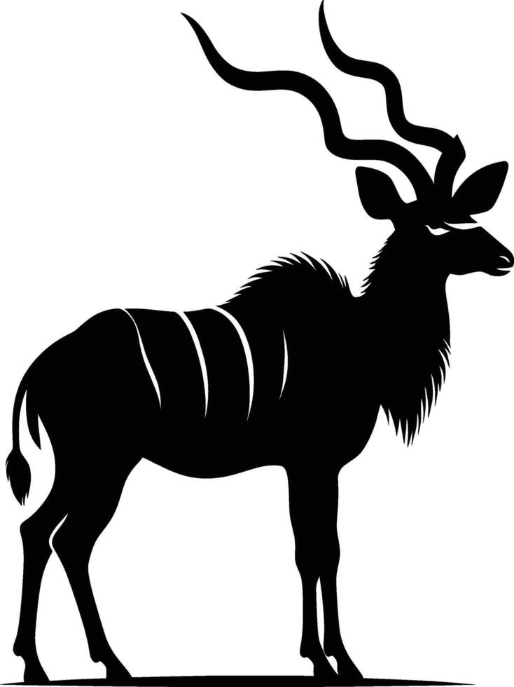 African Beast Kudu Silhouette on White Background vector