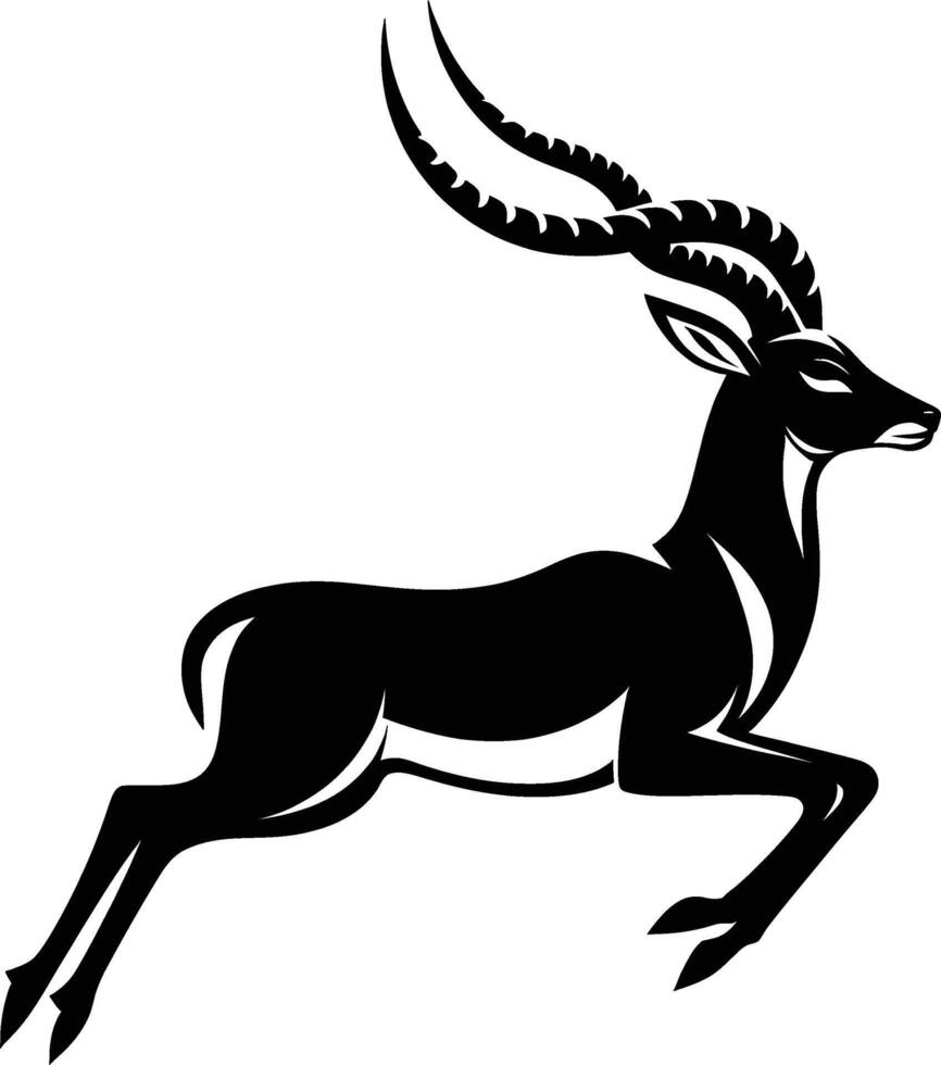 Artistic Impala Silhouette Facing Left on White Background vector