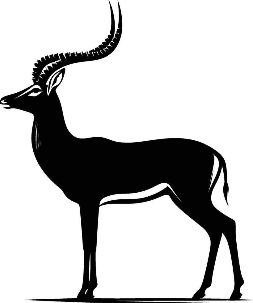 Detailed Impala Silhouette Facing Right on White Background vector