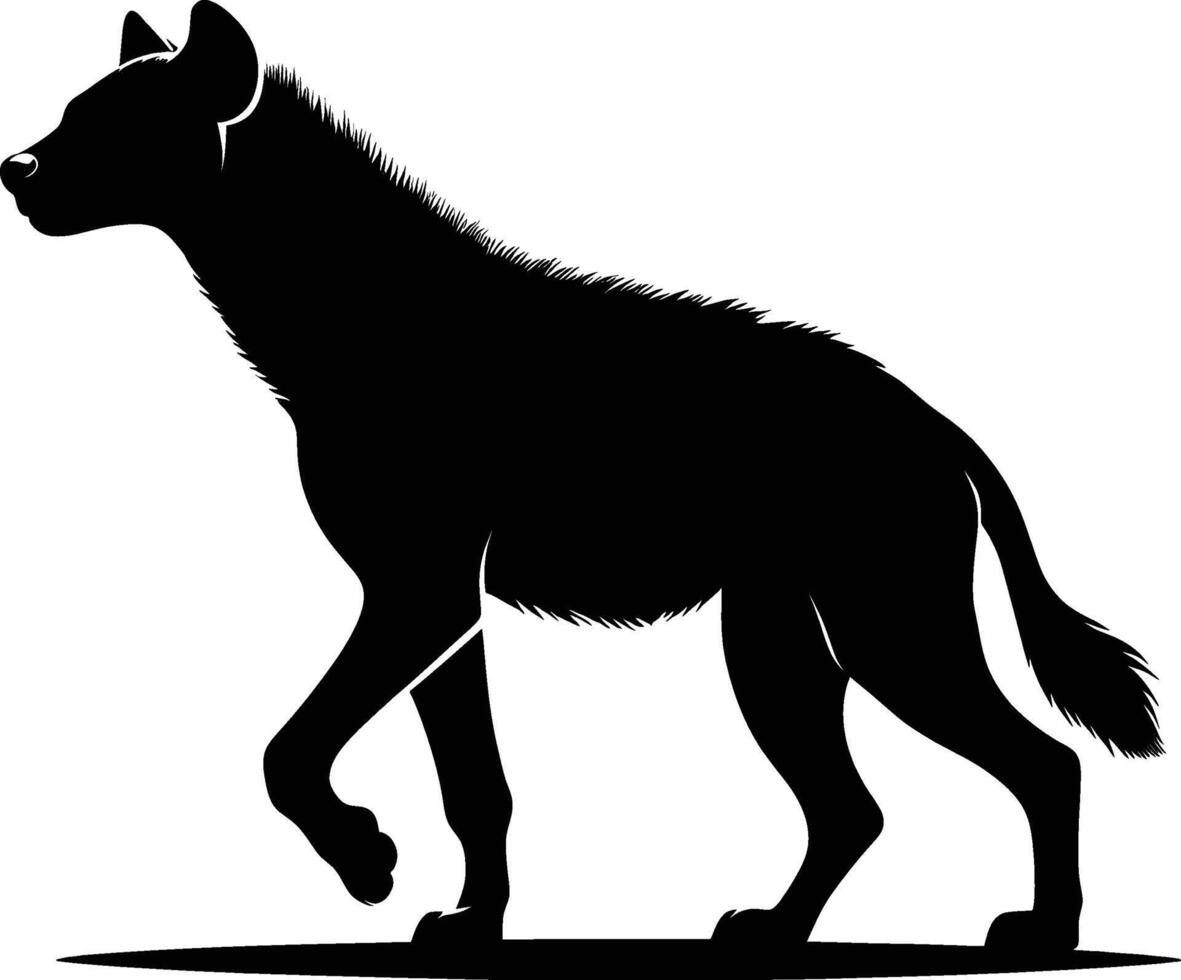 Fierce Hyena Silhouette Profile on White Background vector