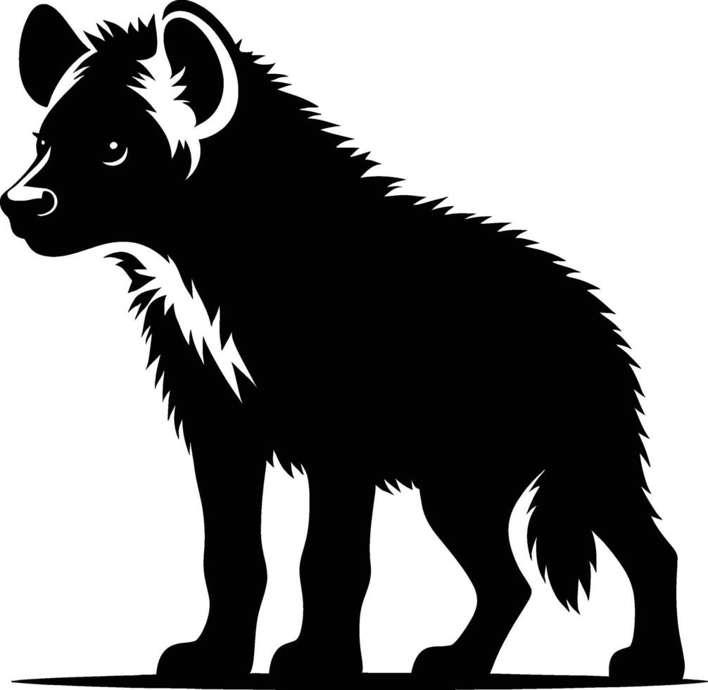 Hyena Silhouette in Hunting Stance on White Background vector