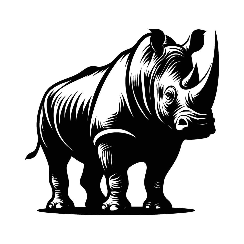 Rhino Profile Silhouette on Clean White Canvas vector