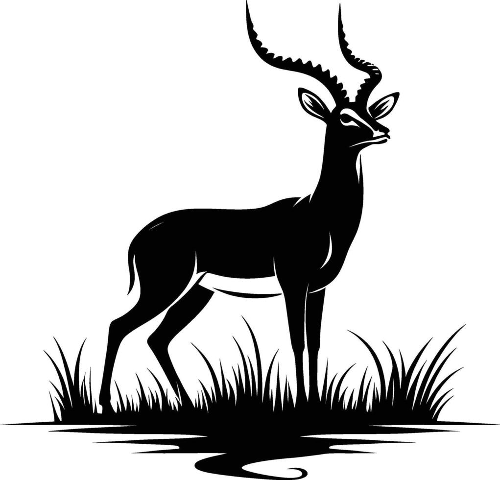 Minimalist Impala Silhouette on Plain White Background vector