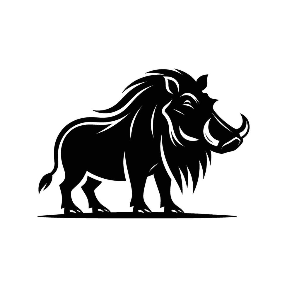Warthog Figure Silhouette on White Background vector
