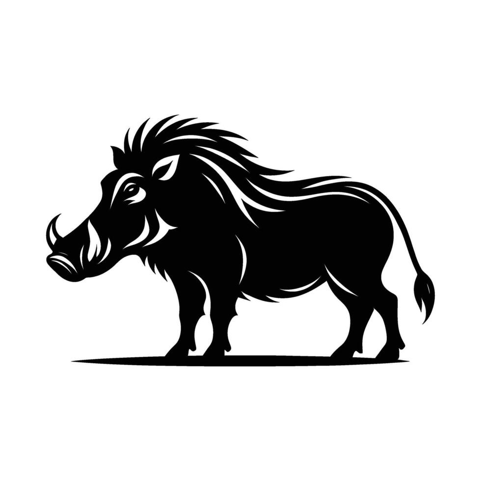 Warthog Silhouette on White Background vector