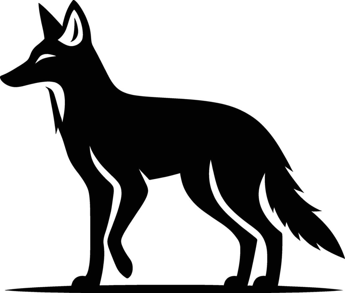 Sleek Jackal Silhouette on White Background vector